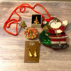 5 piece lot of vintage Christmas flair